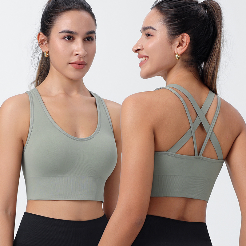 Women's Sports Bra with Removable Pads, Shockproof Running & Fitness Vest, Yoga Back Design