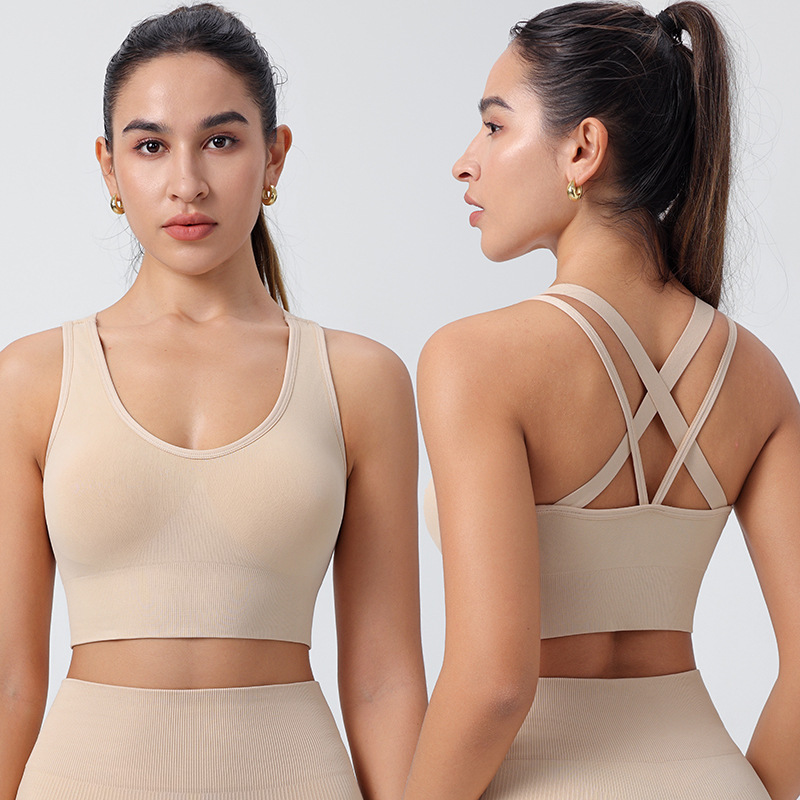 Women's Sports Bra with Removable Pads, Shockproof Running & Fitness Vest, Yoga Back Design