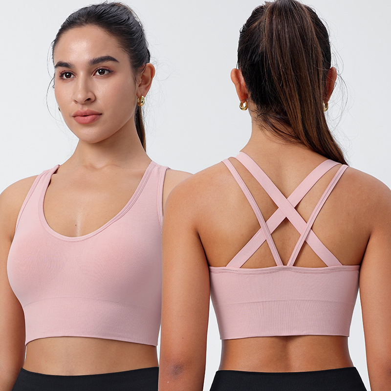 Women's Sports Bra with Removable Pads, Shockproof Running & Fitness Vest, Yoga Back Design