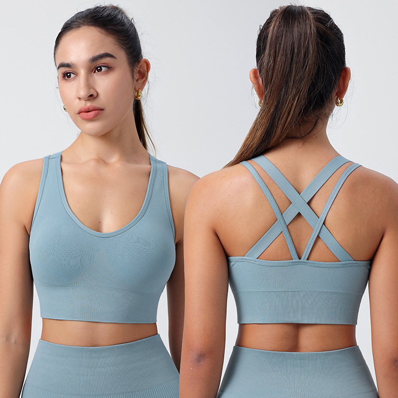Women's Sports Bra with Removable Pads, Shockproof Running & Fitness Vest, Yoga Back Design