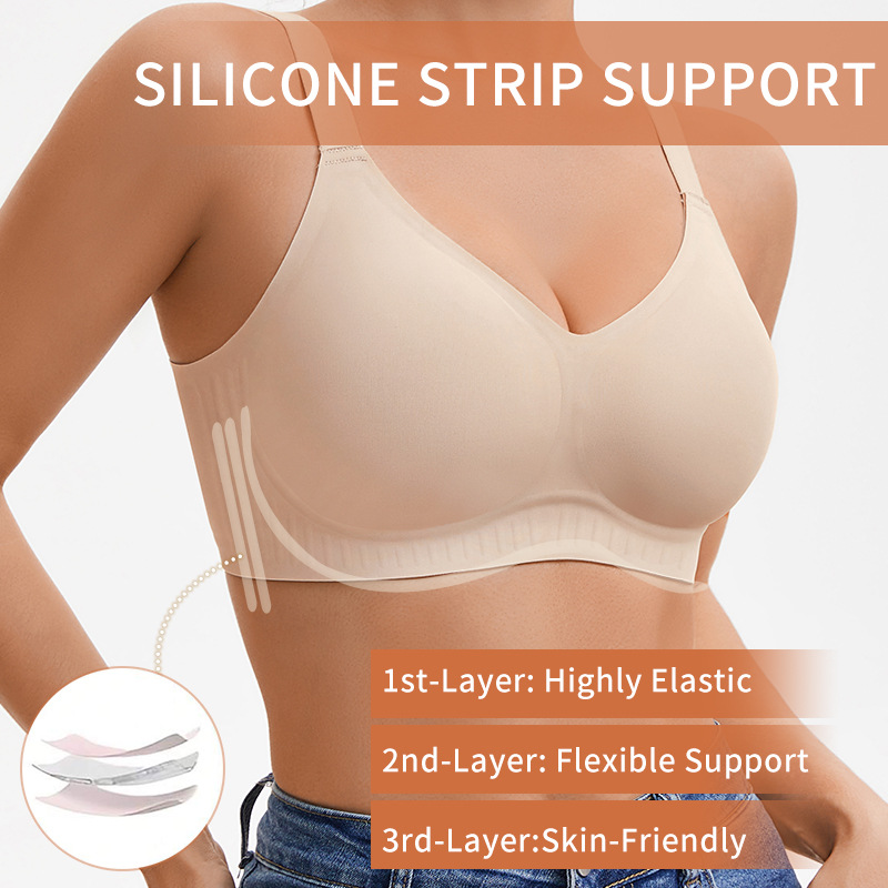 Best-selling Soft Support Bra for Large Busts, Invisible Seamless, Minimizes Chest, Lifts Side Fat, Jelly Gel Bra for Women