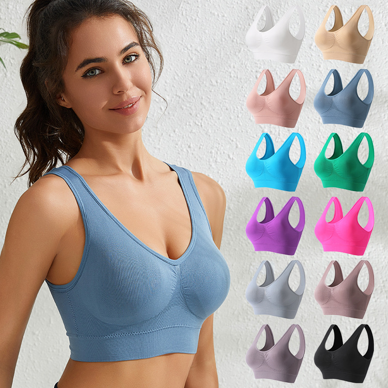 Sports Bra Women Plus Size Wirefree Sexy Push Up Backless Yoga Vest Fitness Running Yoga Bra