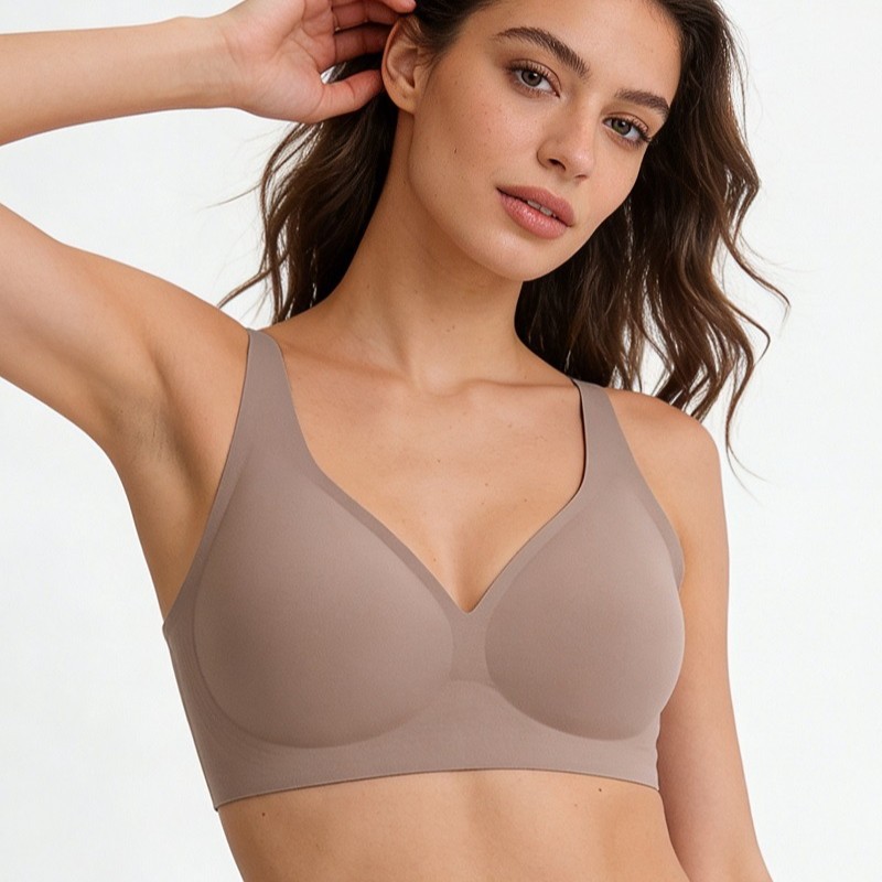Women's Deep V-Neck Bra, Comfortable Soft Support, Seamless, Plus Size, EU/US Sizes