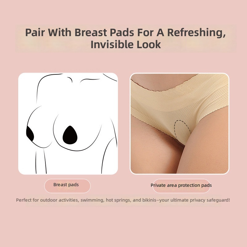 Invisible Self-Adhesive Silicone Private Patch for Swimming Underwear, Anti-Exposure Pad, Teardrop Breathable Intimate Protection